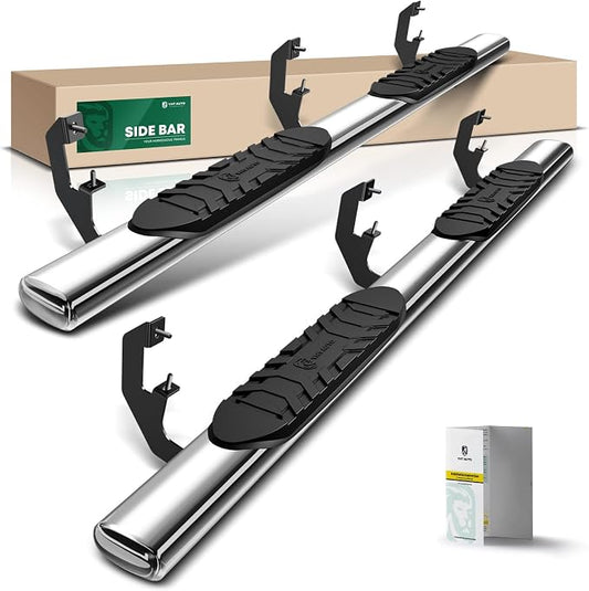 YHTAUTO 5 Inch Running Boards Side Steps Fit 2015-2026 Chevy Colorado & GMC Canyon (Crew Cab) Oval Straight Stainless Steel Polished Chrome, Truck Side Step Rails Off-Road Accessories