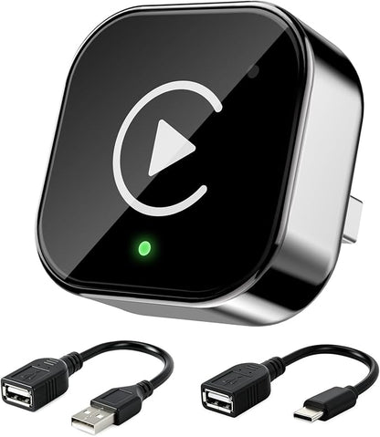 Ticarve 2-in-1 Wireless Apple CarPlay & Android Auto Adapter, Plug & Play CarPlay Wired to Wireless Adapter, Stable Auto-Connect, No Latency, iOS 10+ & Android 11+, USB/USB-C Extension Cable