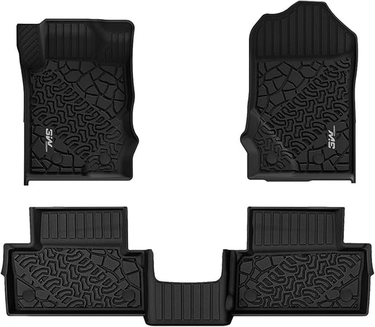 3W Floor Mats Fit for 2021-2025 2026 Ford Bronco 2 Door All Weather TPE Car Accessories Custom Fit Floor Liner 1st and 2nd Row Car Mats, Black (Not for Bronco Sport & Rubberized Floor)