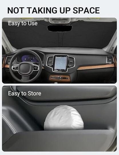 Proadsy Windshield Sun Shade for Volvo XC90 2016-2025 2026 4-Layer Foldable Front Sunshade Protector Sun Visor Blocks UV Rays Keep Car Cooler