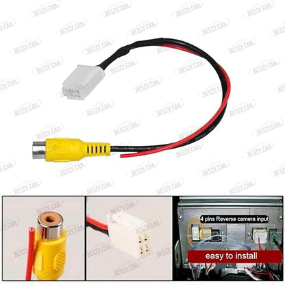 4Pin Fatory Car Radio Stereo Backup Rearview Reverse Camera RCA Video in Cable Converter Adapter Plug for Toyota Mazda Selected Models with Detected Cable