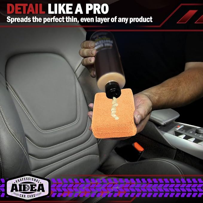 AIDEA Microfiber Applicator Pad-8Pack, Car Wash Sponge, Premium Microfiber Sponge and Cleaning Pads, Perfect for Effortless Wax, Sealant, and Conditioner Application-Orange