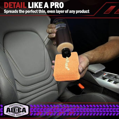 AIDEA Microfiber Applicator Pad-8Pack, Car Wash Sponge, Premium Microfiber Sponge and Cleaning Pads, Perfect for Effortless Wax, Sealant, and Conditioner Application-Orange