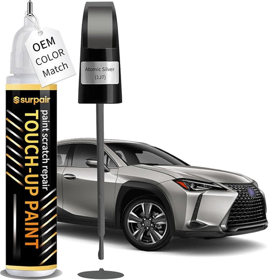 Atomic Silver 1J7 Touch up Paint for Lexus OEM Color Match Car Scratch Repair Kit for Nicks & Chips Scratches Quick & Easy Paint Fix 2-In-1 Car Scratch Remover Pen