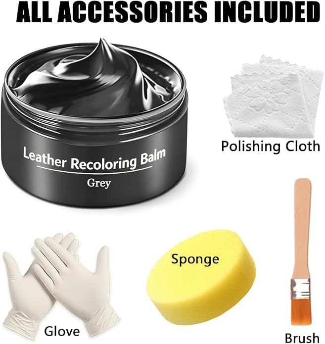 Leather Recoloring Balm, Leather & Vinyl Color Restorer Conditioner – Repairs Faded & Scratched Leather Color