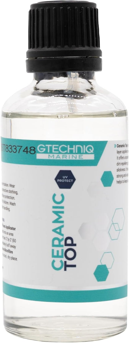 Gtechniq Marine Ceramic Top Coat, Protective Marine Ceramic Coating for Boats, Yachts, Powerboats and Jet Skis with Applicator Pad and Gloves - 50ml (covers up to 7m2)