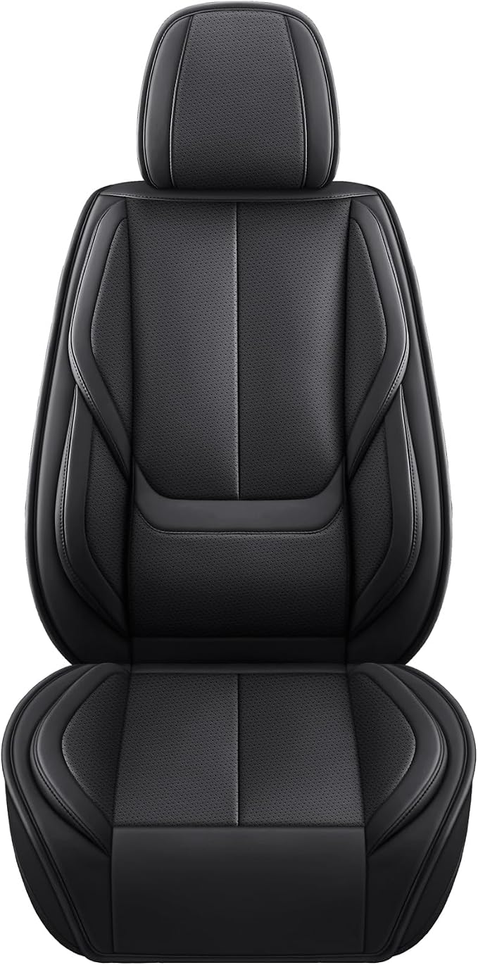 MINGBRON Seat Covers, Car Seat Covers Front Seats, Car Seat Cover, Car Seat Protector Waterproof, Car Seat Cushion Nappa Leather, Black Seat Covers Carseat Cover Universal Fit for Most Cars