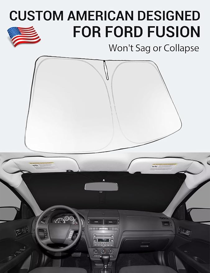 Proadsy 2026 Upgrade Windshield Sun Shade Custom Fit 2006-2012 Ford Fusion Foldable Front Sunshade Protector Sun Visor Blocks UV Rays Keep Car Cooler