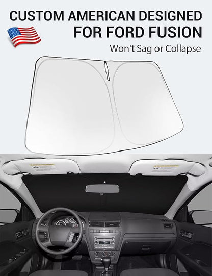 Proadsy 2026 Upgrade Windshield Sun Shade Custom Fit 2006-2012 Ford Fusion Foldable Front Sunshade Protector Sun Visor Blocks UV Rays Keep Car Cooler