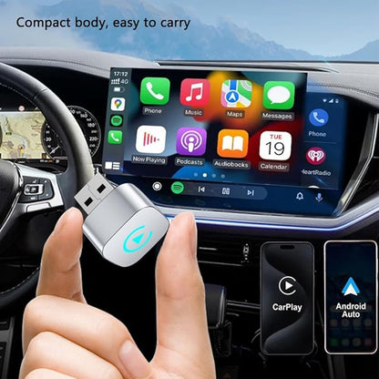 Car Wireless CarPlay Adapter for GMC Yukon 2016 2017 2018 2019 2020 2021 2022 2023 2024 2-in-1 Support Apple CarPlay and Android Auto Mini USB Design Fast Connection Plug and Play,Silver