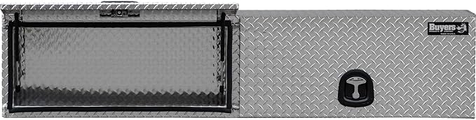 Buyers Products 1701364 Topsider Truck Tool Box, 18x16x88 Inch Diamond Tread Aluminum, Dual Flip-Up Doors, Locking Compression Latches, Weather Resistant, No-Drill Mount, Made in USA