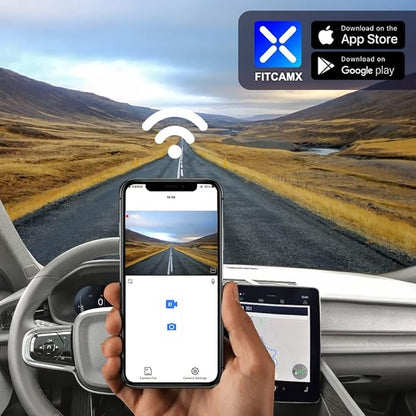 Fitcamx Front 2K+Rear 1080P Dash Cam for 2021-2026 Polestar 2 Plus Peformance Launch Edition, OEM Style, 2 Channel HD Video, Built-in WiFi & APP, Loop Recording, G-Sensor, Easy to Use, 64GB Card