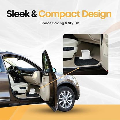 Car Trash Can for Vehicles Leakproof Compact Garbage Bin w/ Stability Flap, Anti-Slip Base, Portable Trash Holder for Cars, Trucks, SUVs, Minivans Compact, Auto Container Organizer (White, Small)
