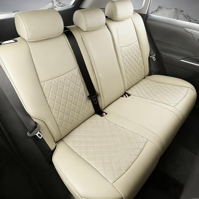 Custom Fit RAV4 Hybrid Car Seat Covers for Select Toyota RAV4 Hybrid (Not for 2019-2025 Hybrid/Prime SE,XSE) 2019 2020 2021 2022 2023 2024 2025 - Full Set,Leather(Beige)