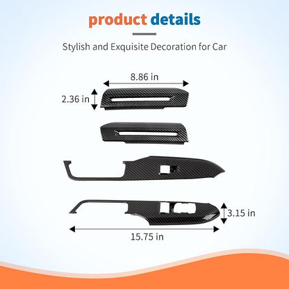 JeCar 4pcs Carbon Fiber Interior Door Handle Trim Cover Kit for Ford Mustang 2015-2024