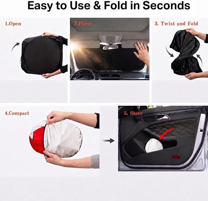 Car Windshield Sun Shade, Red Angry Eyes Sun Visor for Car Windshield Universal Fits Sedan SUV Hatchback Compact Car - 59 x 27.5
