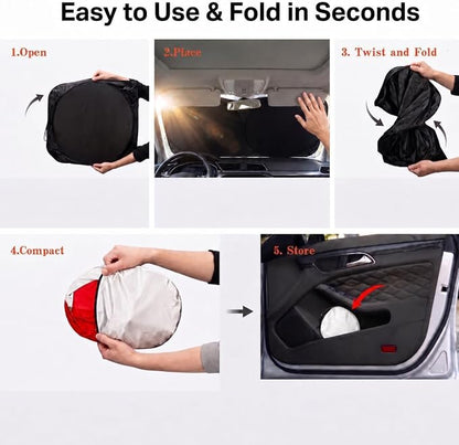Car Windshield Sun Shade, Red Angry Eyes Sun Visor for Car Windshield Universal Fits Sedan SUV Hatchback Compact Car - 59 x 27.5