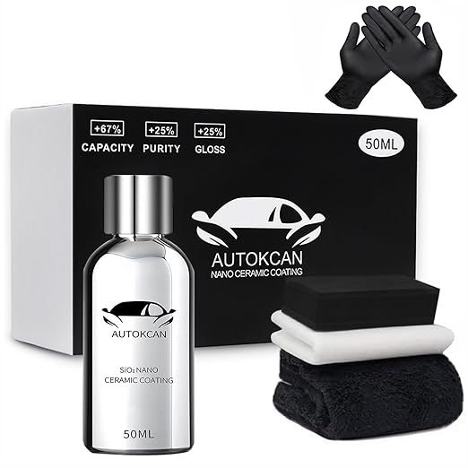 10H Nano Ceramic Coating for Cars, 50ML High Gloss Anti-Scratch SiO2 Ceramic Car Coating Kit, Plastic, Glass, Wheel Polishing, Hydrophobic, Long Lasting Protection