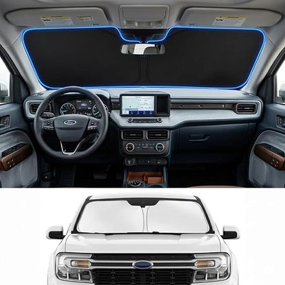 Custom Fit Windshield Sun Shade for Ford Maverick 2022-2026 | Custom Fit Windshield Cover, Blocks UV Rays, Double-Layer Heat Shield, Durable Frame, Easy Fold & Storage