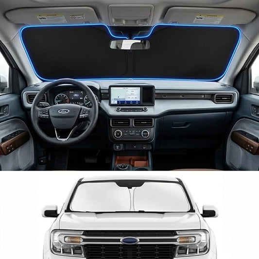 Custom Fit Windshield Sun Shade for Ford Maverick 2022-2026 | Custom Fit Windshield Cover, Blocks UV Rays, Double-Layer Heat Shield, Durable Frame, Easy Fold & Storage