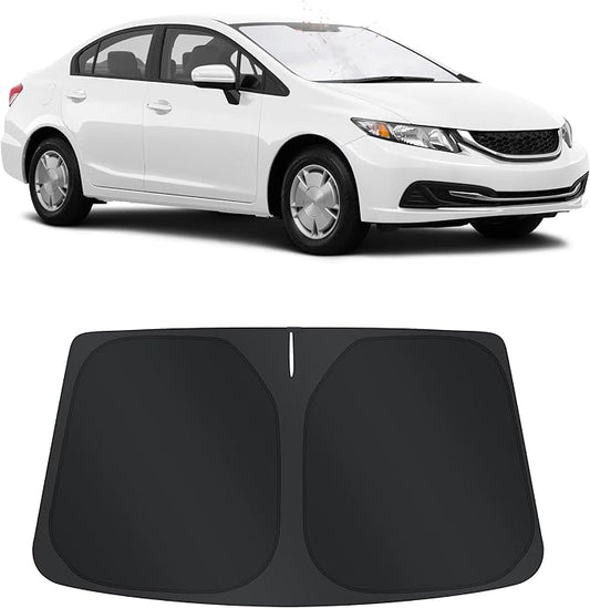 TINGLU Sun Shade for Honda Civic 2012-2015 Accessories Windshield Sun Shade Window Shade UV Rays Protection Sun Visor Cover with Steering Wheel Sunshade Storage Bag