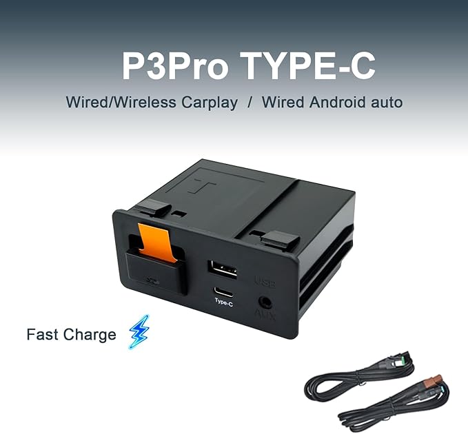 Mazda Wireless Apple CarPlay Retrofit Kit | OEM TK78669U0C USB Hub Upgrade for Wired Android Auto & Type-C Fast Charge | Compatible with CX-5, CX-9, Mazda3, Mazda6, CX-3, MX-5 (2014-2019) (P3 PRO)