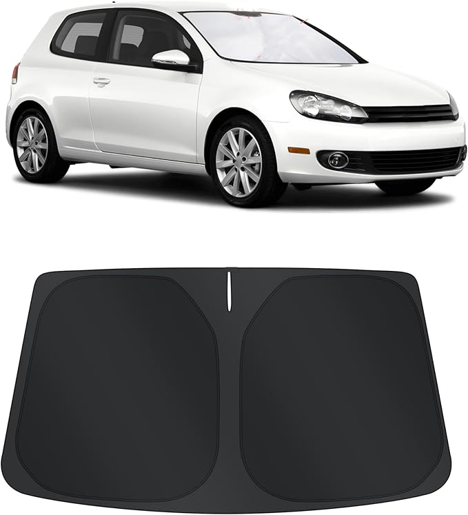 TINGLU Sun Shade for Volkswagen VW Golf/Rabbit/GTI/R32 MK6 5K 2009-2014 Accessories Windshield Sun Shade Window Shade UV Rays Protection Sun Visor Cover with Steering Wheel Sunshade Storage Bag