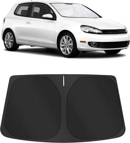 TINGLU Sun Shade for Volkswagen VW Golf/Rabbit/GTI/R32 MK6 5K 2009-2014 Accessories Windshield Sun Shade Window Shade UV Rays Protection Sun Visor Cover with Steering Wheel Sunshade Storage Bag