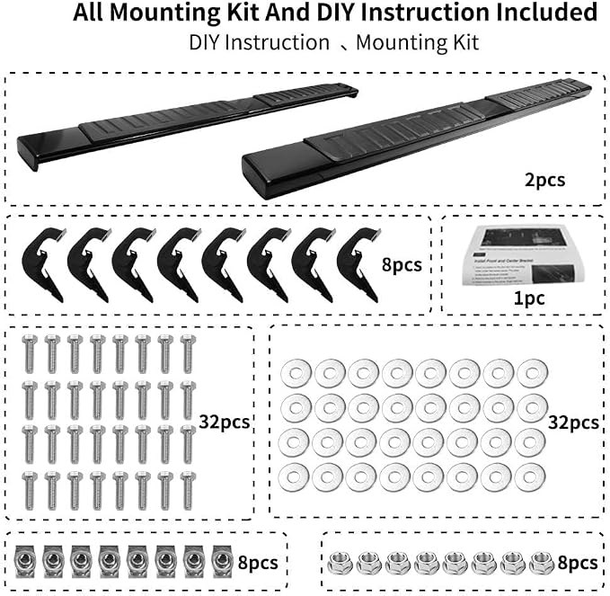 YITAMOTOR Running Boards 6 inches OE Style Aluminum Side Steps, Nerf Bars, Compatible with 2007-2018 Chevy Silverado/GMC Sierra 1500 & 2007-2019 2500HD/3500HD Crew Cab (Gas Engine ONLY), Black
