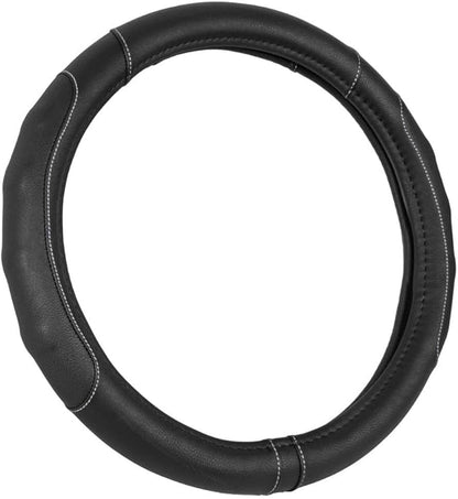 Motor Trend Ergonomic Steering Wheel Cover/Protector for Small Size Steering Wheels in Cars, SUVs, Boats (13.5-14.5") (Drive Pro Comfort Grip (Black/Gray Stitching))
