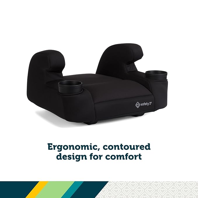 Safety 1st Comfort Ride Lite Booster Car Seat, 2-Pack, Lightweight Backless Booster Seat, Machine Washable, Dishwasher Safe Cup Holders, USA-Made, Fits Kids 40-100 lbs, 43.4-57", Black