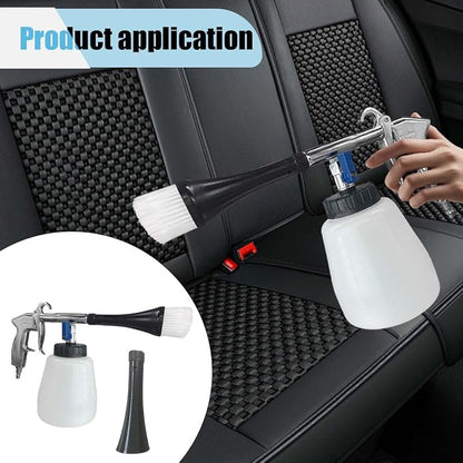 Car Cleaning Gun Kit, High-Pressure Air Blow Gun with 1L Foam Bottle, 2 Nozzles, Car Interior Cleaning Kit, Auto Detailing Spraying Washing Gun for Car Seats, Carpets (4PCS)