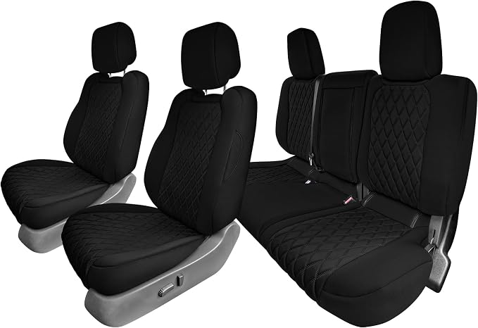 FH Group Custom Fit Car Seat Covers Specifically Made for 2022-2026 Nissan Frontier, Full Set Black Ultraflex Neoprene Waterproof Automotive Seat Covers for Pickup Truck, Nissan Accessories
