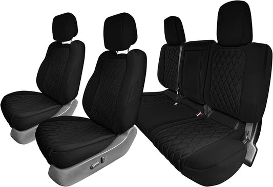 FH Group Custom Fit Car Seat Covers Specifically Made for 2022-2026 Nissan Frontier, Full Set Black Ultraflex Neoprene Waterproof Automotive Seat Covers for Pickup Truck, Nissan Accessories