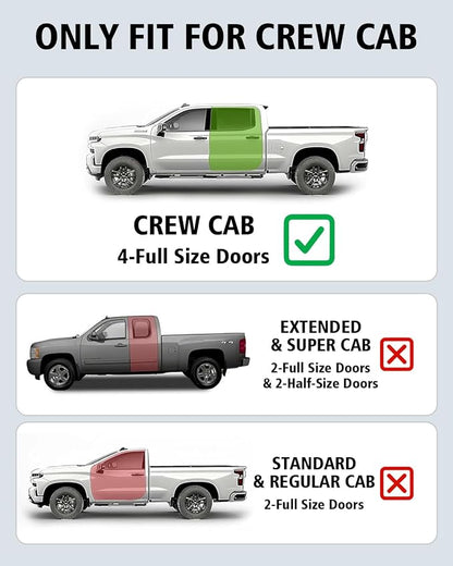 Floor Mats 2019-2025 2026 for Chevy Silverado/GMC Sierra 1500, 2020-2026 2500HD/3500HD (Crew Cab Only, Fit with Rear Under-Seat Storage All Weather TPE Floor Liner (Not 2nd Row Plastic Storage/NO EV)