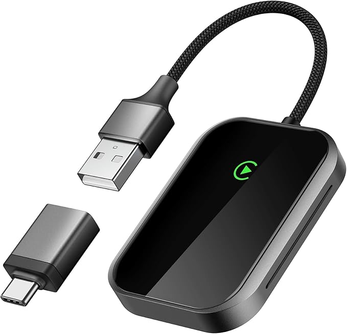 Wireless CarPlay Adapter for iPhone, Apple CarPlay Wireless Adapter USB-C, Bluetooth Connection, Auto-Switch for Multiple iPhones, Fast & Stable, iOS 10+ (Phantom Black)