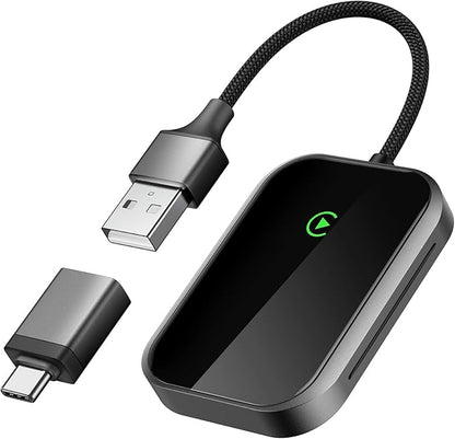 Wireless CarPlay Adapter for iPhone, Apple CarPlay Wireless Adapter USB-C, Bluetooth Connection, Auto-Switch for Multiple iPhones, Fast & Stable, iOS 10+ (Phantom Black)