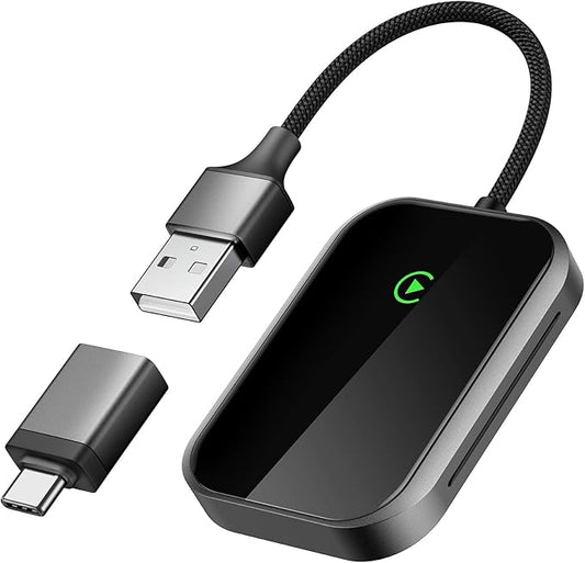 Wireless CarPlay Adapter for iPhone, Apple CarPlay Wireless Adapter USB-C, Bluetooth Connection, Auto-Switch for Multiple iPhones, Fast & Stable, iOS 10+ (Phantom Black)
