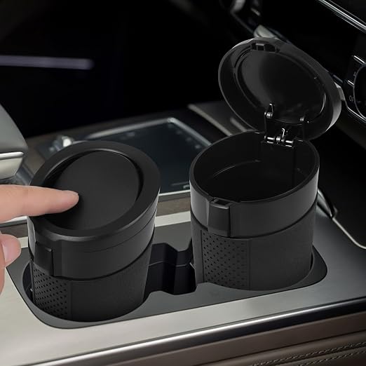 Car Trash Can Bin with Lid - 2 Packs Mini Car Garbage Can Cup Holder-Black Small Leakproof Vehicle Trash Garbage Can Bin-Automotive Car Organizers and Storage for Back Seat SUV Truck Accessories
