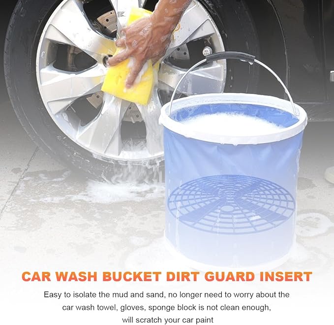 2 PCS Car Wash Bucket Inserts, Auto Detail Dirt Gaurd Buckets Filter Helps Remove Dirt Debris, Dirt Guard Insert Wash Filter Fits 12 Inch Diameter Bucket or 3-5 Gallon Buckets (Black)