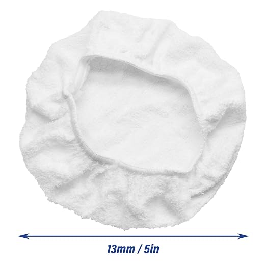 Bonsicoky 6 PCS Car Polishing Bonnet Buffing Pad Cotton Buffing Pad Cover for 5" - 6" Car Polisher, White