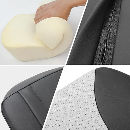1p Memory Foam Lumbar Support Pillow for car Lower Back Pain Relief - Back Cushion for Driving, Chair Support for Car-Office Chair（Black&Grey）
