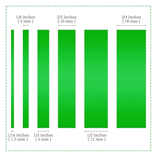 6 Rolls Fine Line Tape 1/16, 1/8, 1/5, 2/5, 1/2, 3/4 Inch x 55 Yard Fineline Masking Tape Painter Adhesive Automotive for DIY Car Auto Paint (Green, Mixed Sizes)