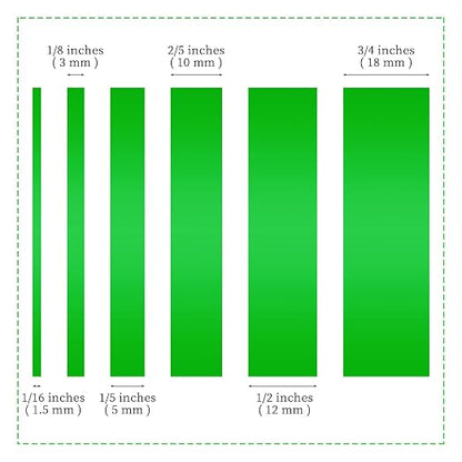 6 Rolls Fine Line Tape 1/16, 1/8, 1/5, 2/5, 1/2, 3/4 Inch x 55 Yard Fineline Masking Tape Painter Adhesive Automotive for DIY Car Auto Paint (Green, Mixed Sizes)