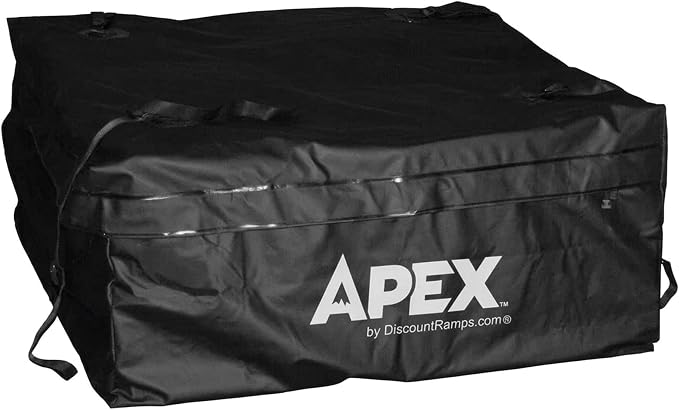 Apex Large Roof Cargo Bag with Self-Sealing Zipper, for Roof-Mounted Racks, Built-in Crossbars or Hitch-Mounted Carriers, 15 Cubic Feet