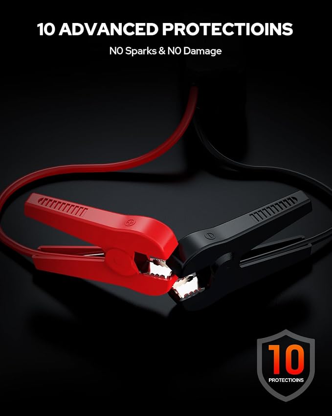 BOOKOO H9 Jump Starter 4500A,Portable Car Battery Jumper Starter for 10L Gas and 8L Diesel Engines,12V Car Battery Charger with Jumper Cables,USB QC 3.0,16V DC Output,3 LED Modes for Car Camping Trip