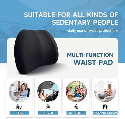 Really Plush Lumbar Support Pillow for Car Seat, Perfectly Balanced 100% Memory Foam Lumbar Pillow - Breathable Removable Cover & Ergonomic Design, Back Pillow for Back Pain Relief(Black, 1PC)