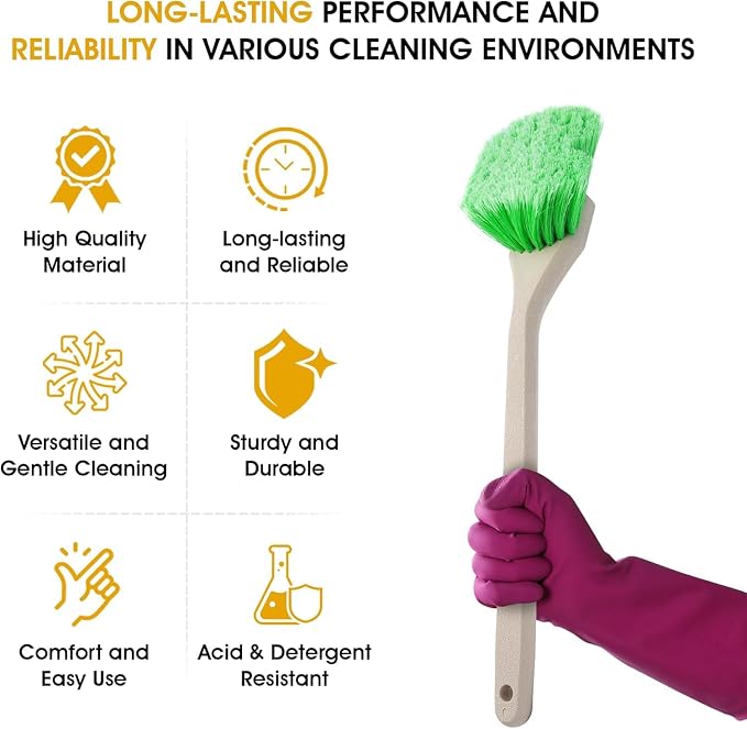 Premium Chemical-Resistant Brush for Fender & Wheel Cleaning - 2-1/2" Sturdy Bristle and 8-1/2" Ergonomic Short Handle - Cleaning Tool for Automotive Maintenance - Pack of 3