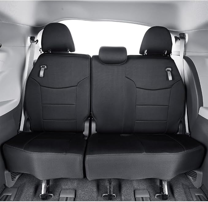 EKR Sienna Seat Covers for 2021-2026 Toyota Sienna XLE,XSE,Limited,Platinum,7 Seats,2nd Row Captain Chairs W/NO Legrest,Waterproof Seat Covers Full Set for Cars-Neoprene(Black)