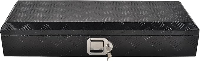 34.5''Inch Aluminum Truck Tool Box Truck Bed Toolbox Trailer Chest Box Trailer Storage Organizer Waterproof Square Storage Organizer w/Lock&Keys Black(‎34.5" Lx13'' Wx6.5'' H)